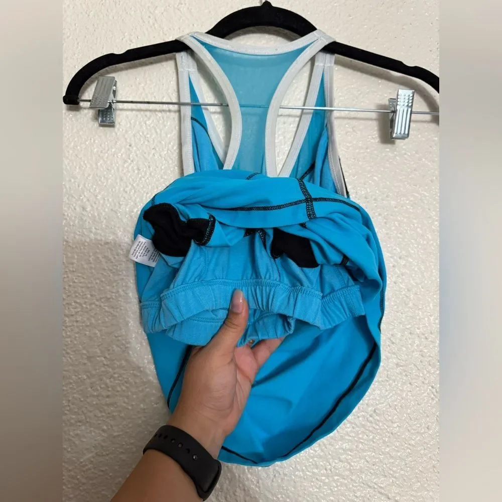 ALO Yoga Color block activewear Mesh Tank Top Blue and White Size small